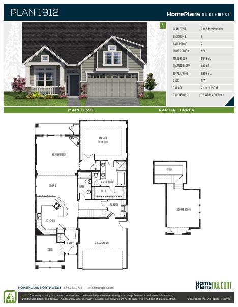 Home Plans NW Plan 1902-A (1912 Old) floor plan and specification sheet