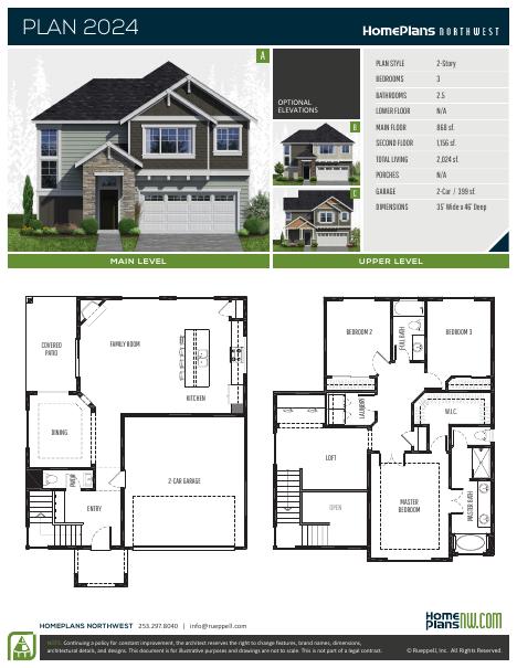 Home Plans NW Plan 2024 floor plan and specification sheet