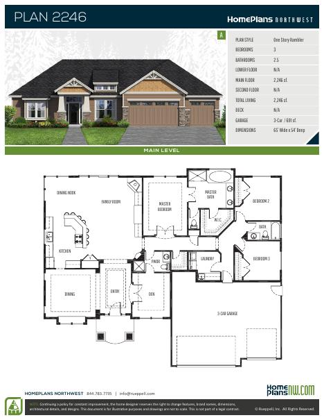 Home Plans NW Plan 2246-A floor plan and specification sheet