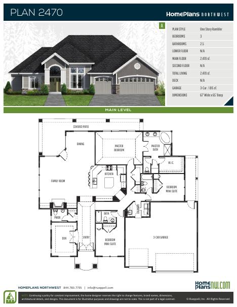 Home Plans NW Plan 2470-A floor plan and specification sheet
