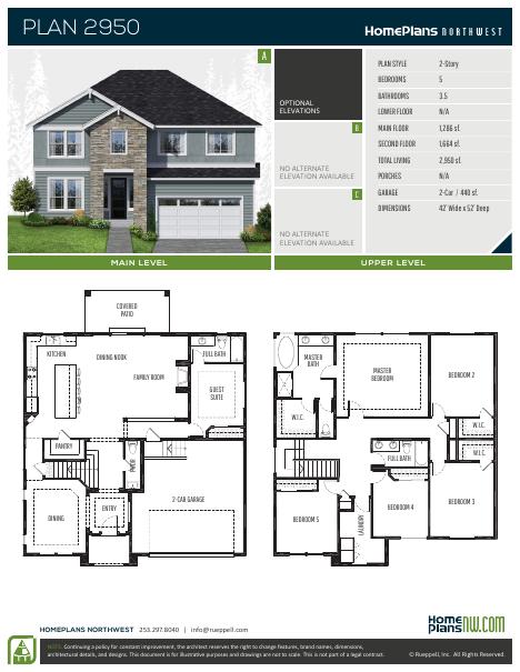 Home Plans NW Plan 2950 floor plan and specification sheet